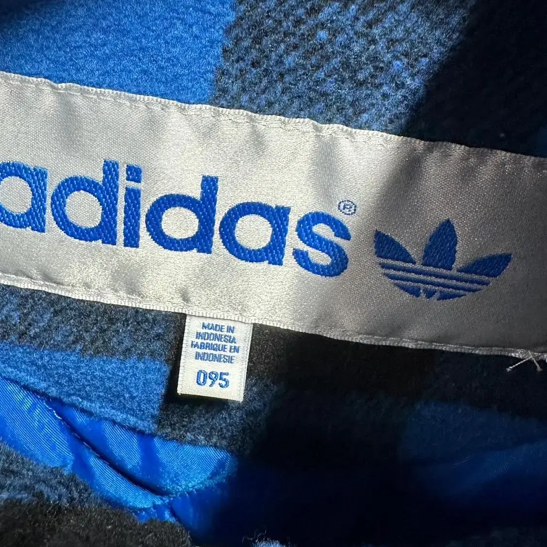 아디다스 오리지널 adidas blue plaid wool jacket