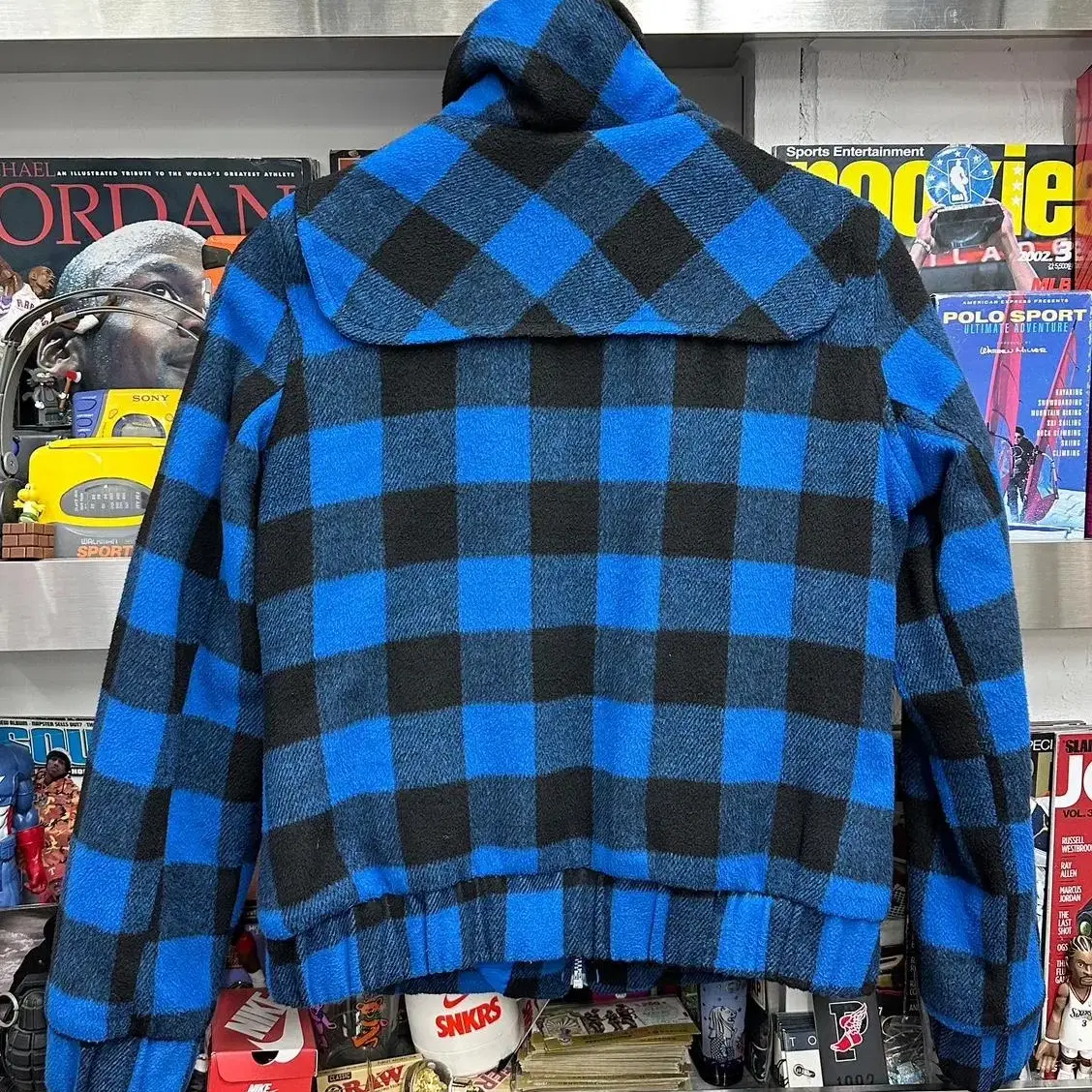 아디다스 오리지널 adidas blue plaid wool jacket