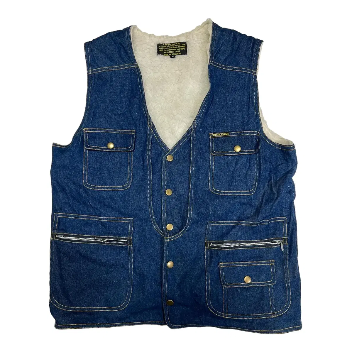 VTG Vintage Denim Fleece Pocket Vest (L)