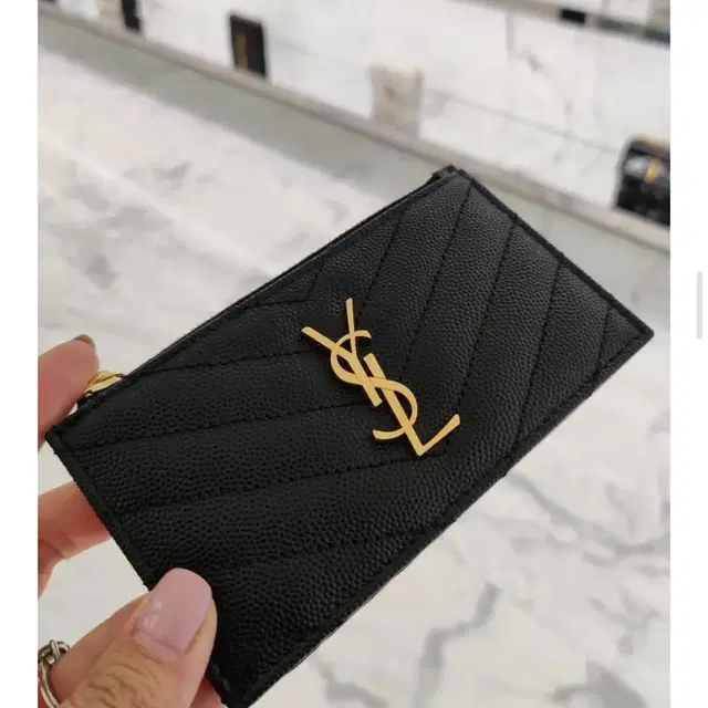 생로랑 YSL 모노그램 지퍼 카드홀더 607915 BOW01