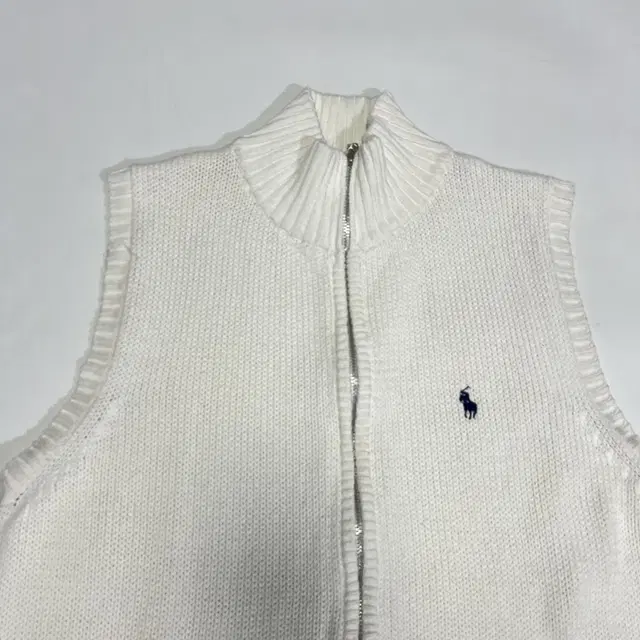 POLO 폴로 기본로고 화이트 니트 민소매 집업(L)