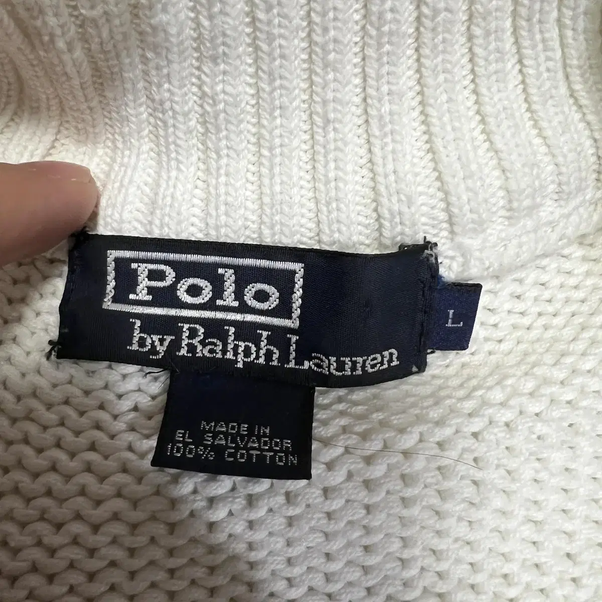 POLO 폴로 기본로고 화이트 니트 민소매 집업(L)