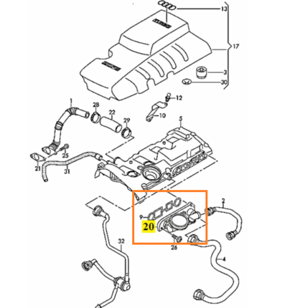 아우디 A6 2.0 TFSI  ( 04~11) 오일세퍼레이터(PCV)