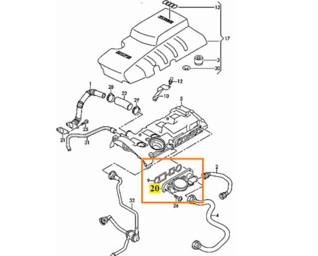 아우디 A6 2.0 TFSI  ( 04~11) 오일세퍼레이터(PCV)