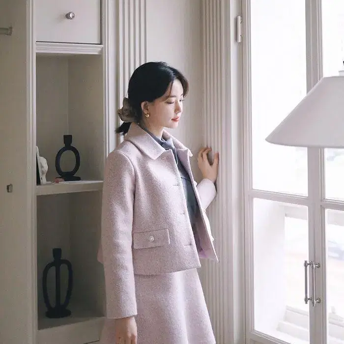 [새상품] 밀크코코아 lavender wool jacket&skirt