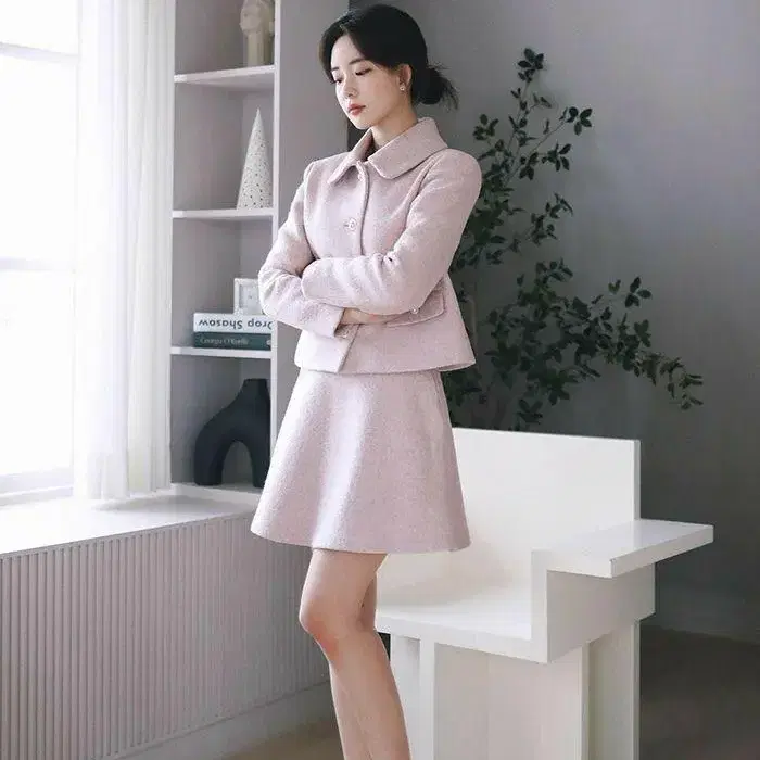 [새상품] 밀크코코아 lavender wool jacket&skirt