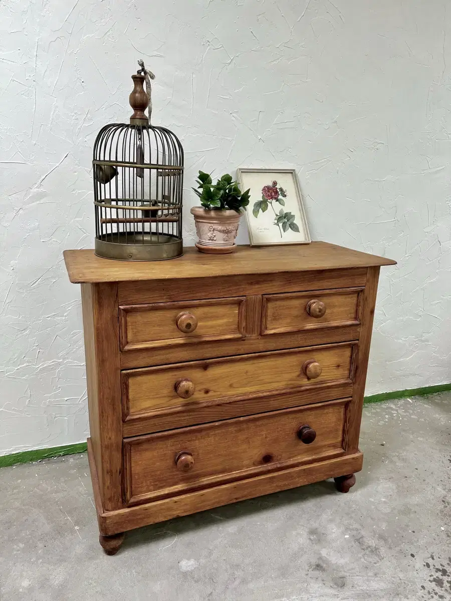 Vintage English Old Pine Storage Chest of Drawers