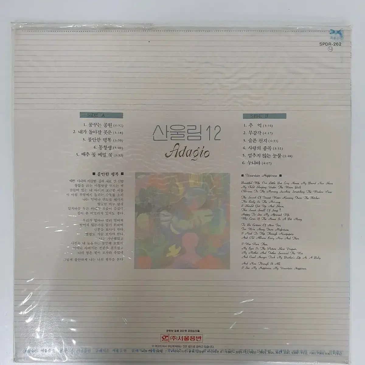 산울림12집 LP 미개봉