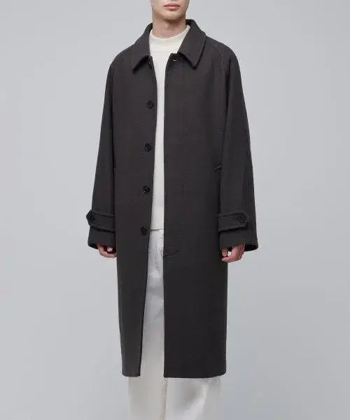 (NEW)Oversized Balmacan Coat in Plain Cashmere Blend [Gunmetal]