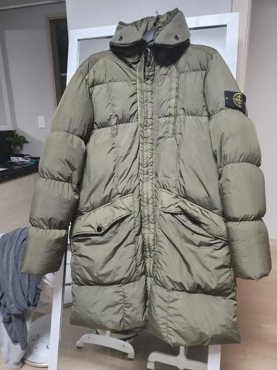 XL Stone Island Crinkleclaps Khaki Long Puffer