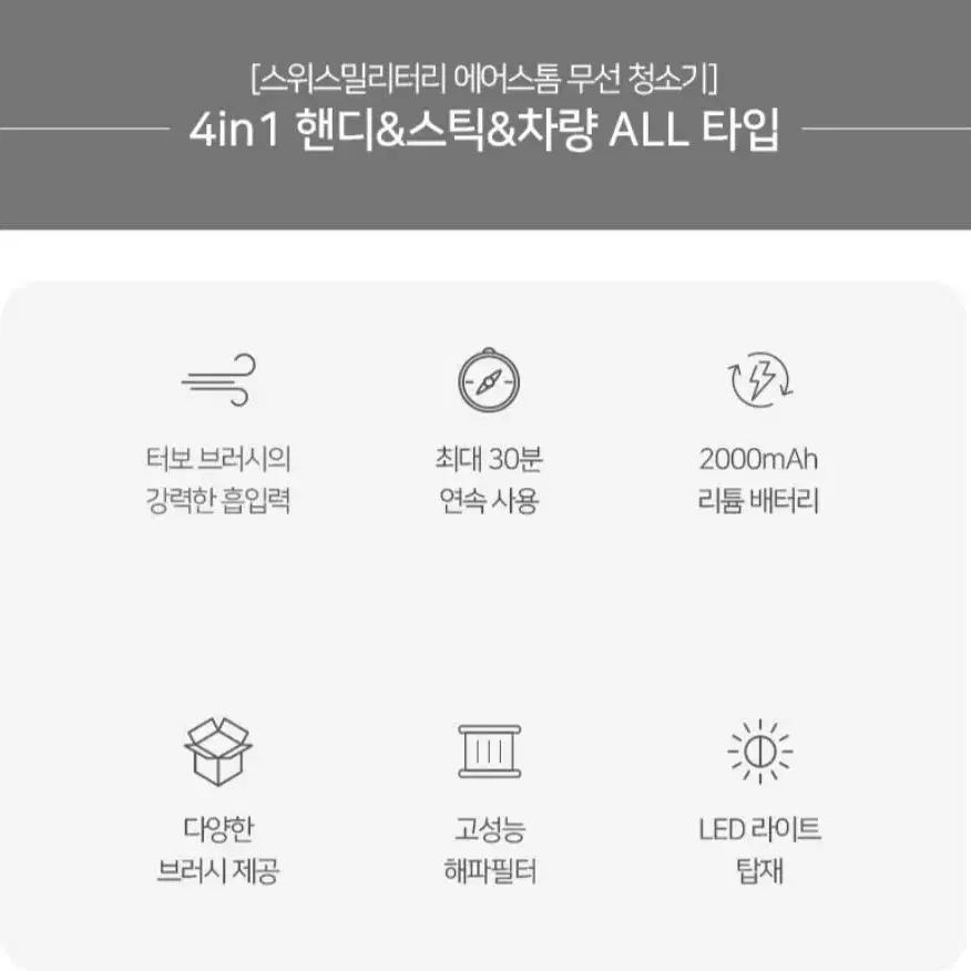 [스위스 밀리터리] 에어스톰 핸디&스틱 무선진공청소기SMA-PH2000V