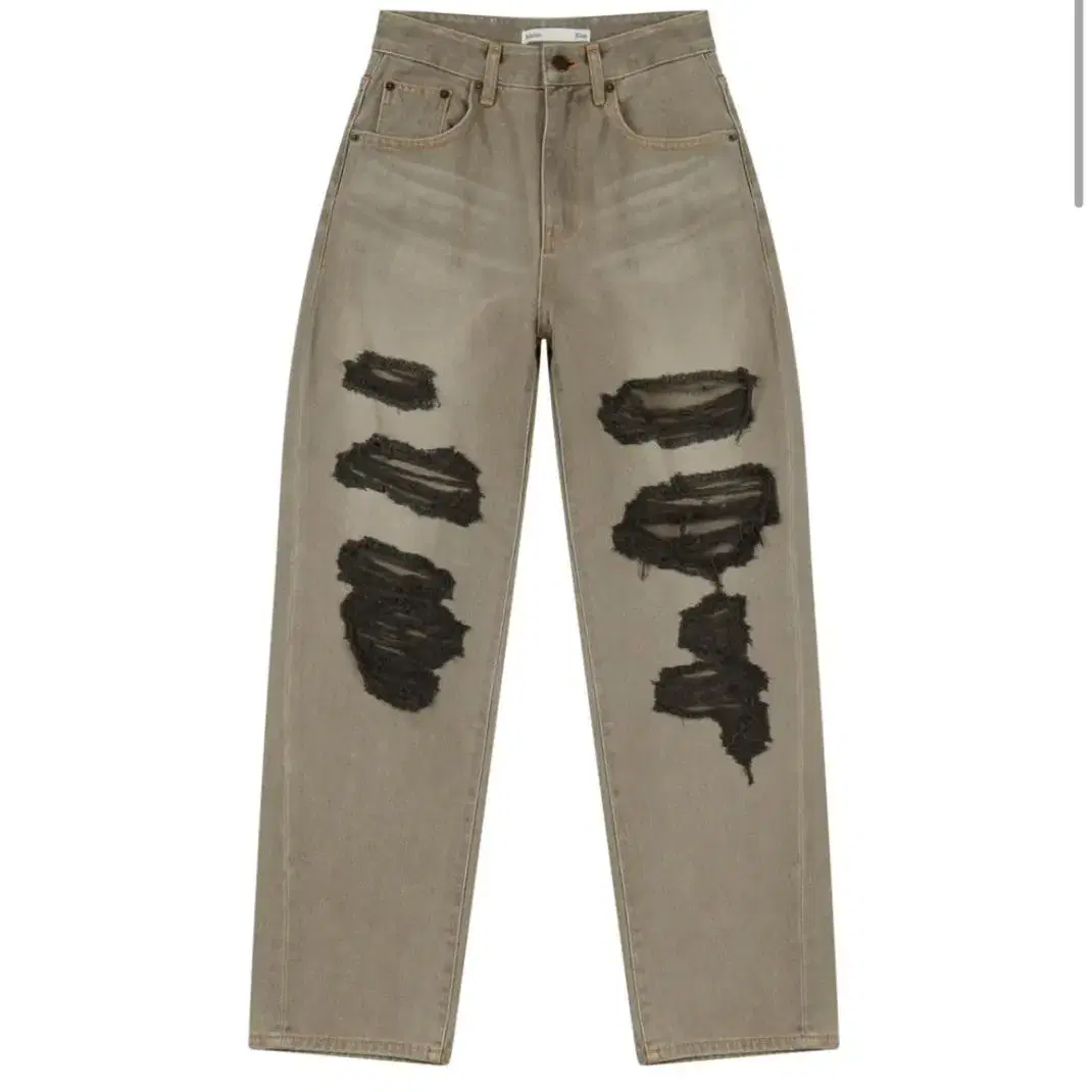 마뗑킴 팬츠 GRUNGE DENIM PANTS IN BROWN