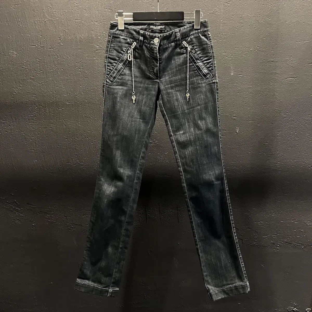 [VA] Dolce & Gabbana Dark Bloo Chain Detail Regular Fit Denim Pants