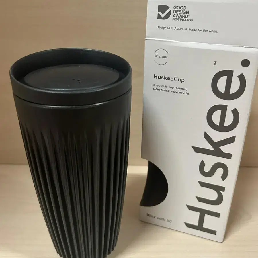 Huskee 16oz 친환경 텀블러 다크차콜 + 컵받침 (360ml)