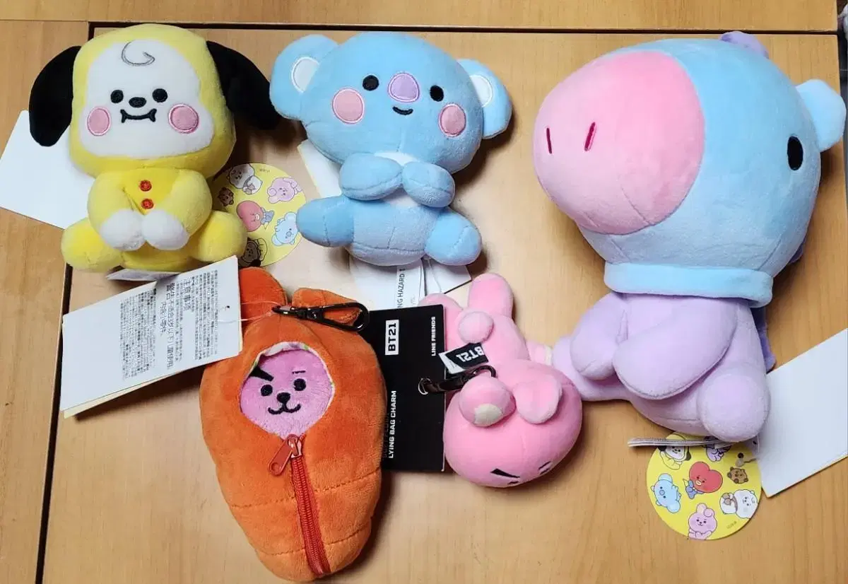 BT21 Seating Dolls Chimi, Mangi, and Koya