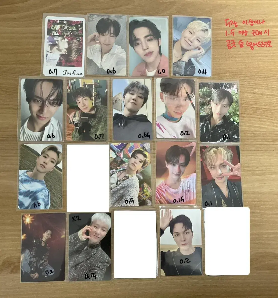 Seventeen photocard wts joshua hoshi wonwoo mingyu the8 jun s.coups jeonghan FeatherSun