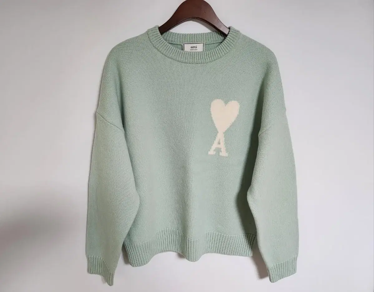 [S] Army Mint Big Heart Overfit Wool Knit H19K009