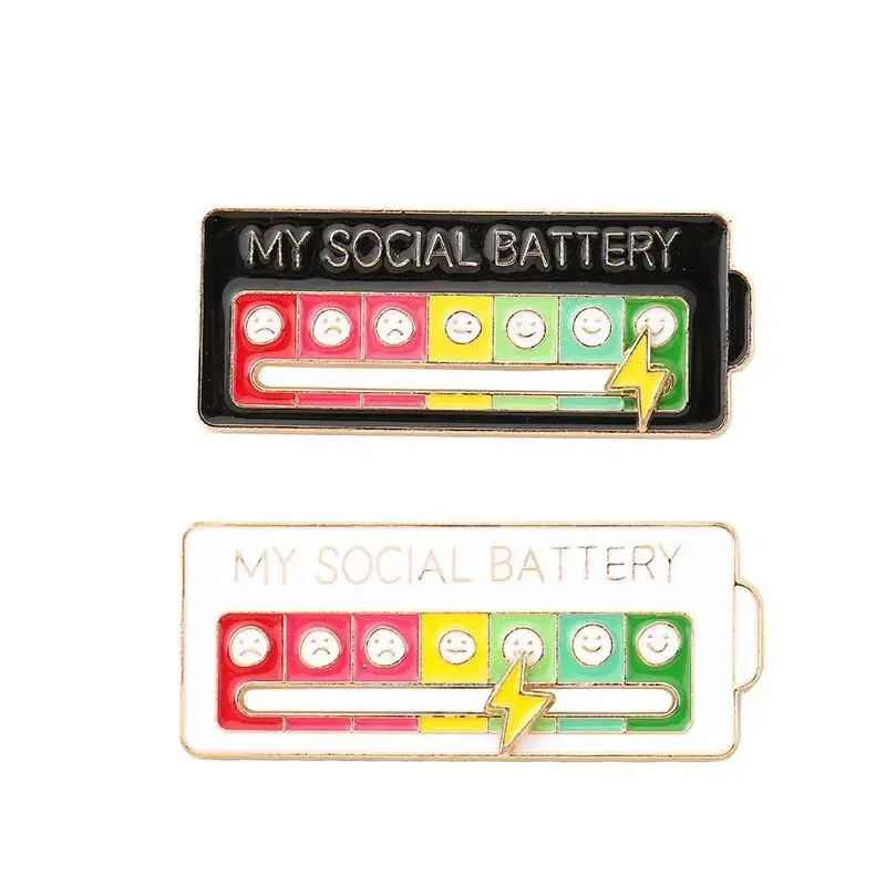 [1+1] MySocial Battery Brooch Anniversary Gift for Couples