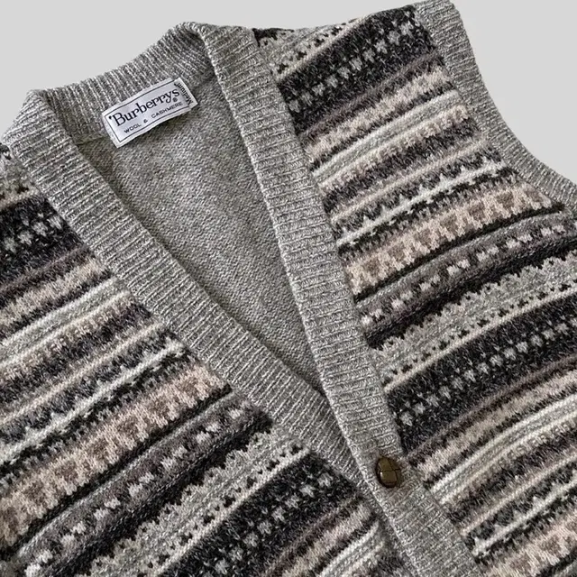 < (BURBERRY)gray cashmere fair lsle knit