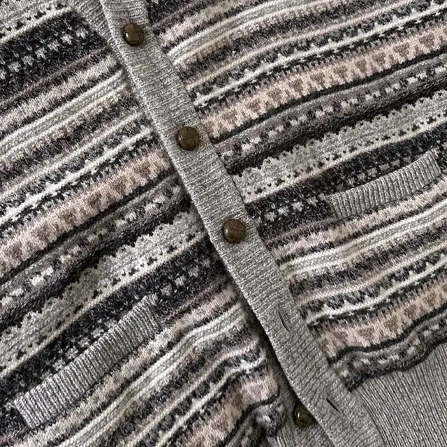 < (BURBERRY)gray cashmere fair lsle knit