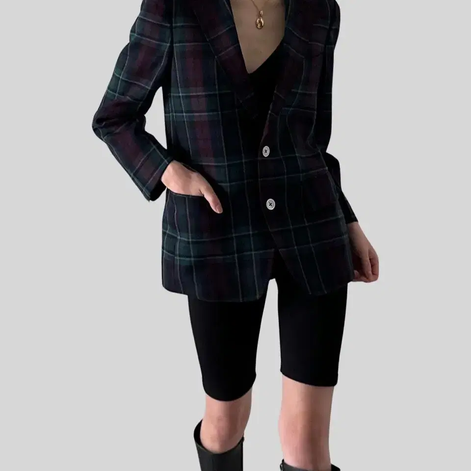 < (J.PRESS)green tartan checker wool sin