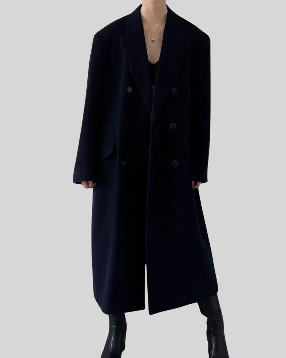 < (Christian Dior)navy double wool long