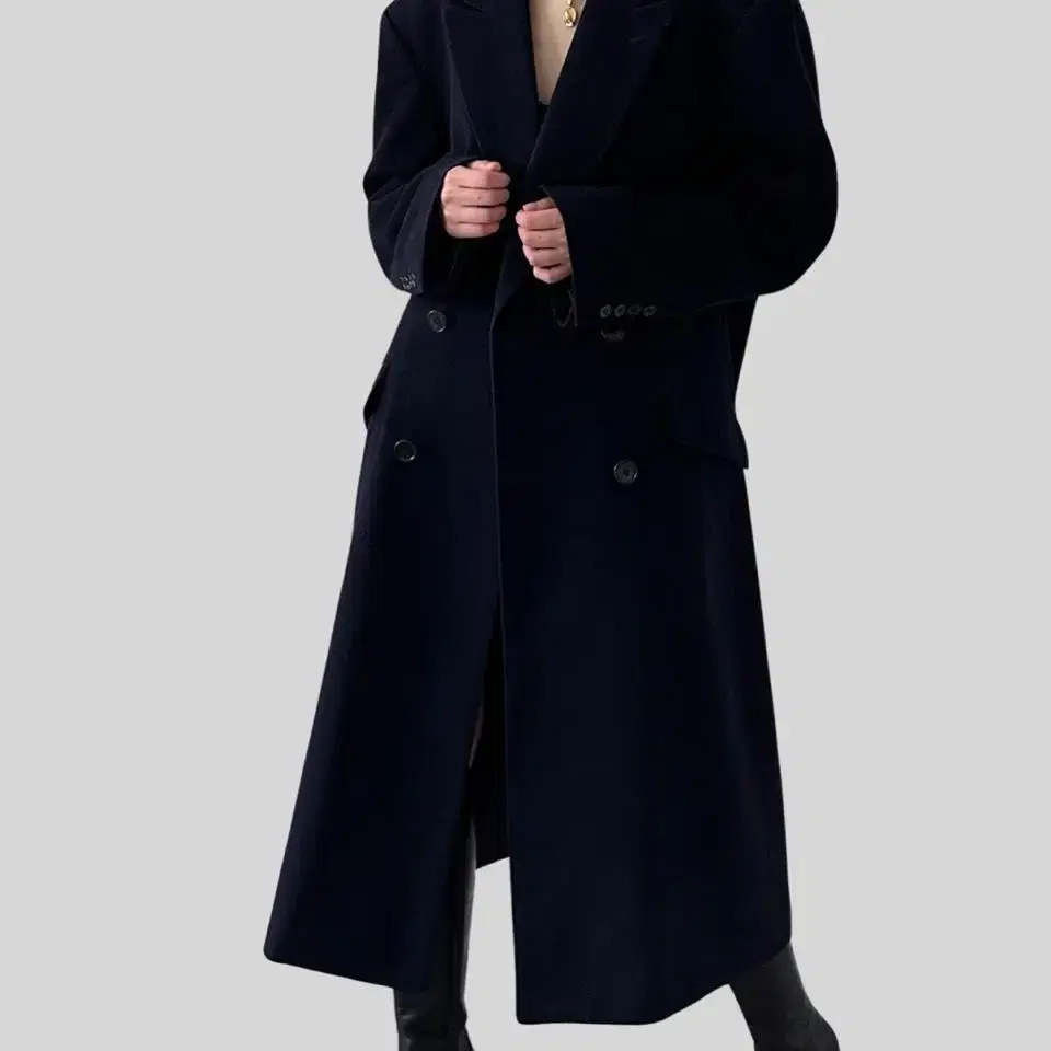 < (Christian Dior)navy double wool long