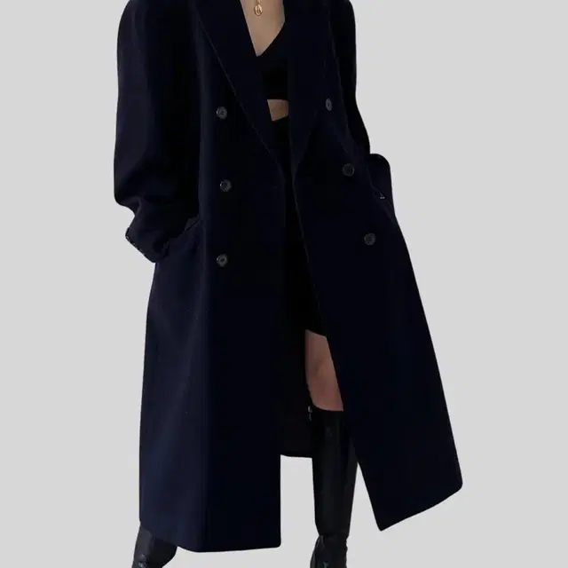 < (Christian Dior)navy double wool long