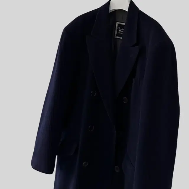 < (Christian Dior)navy double wool long