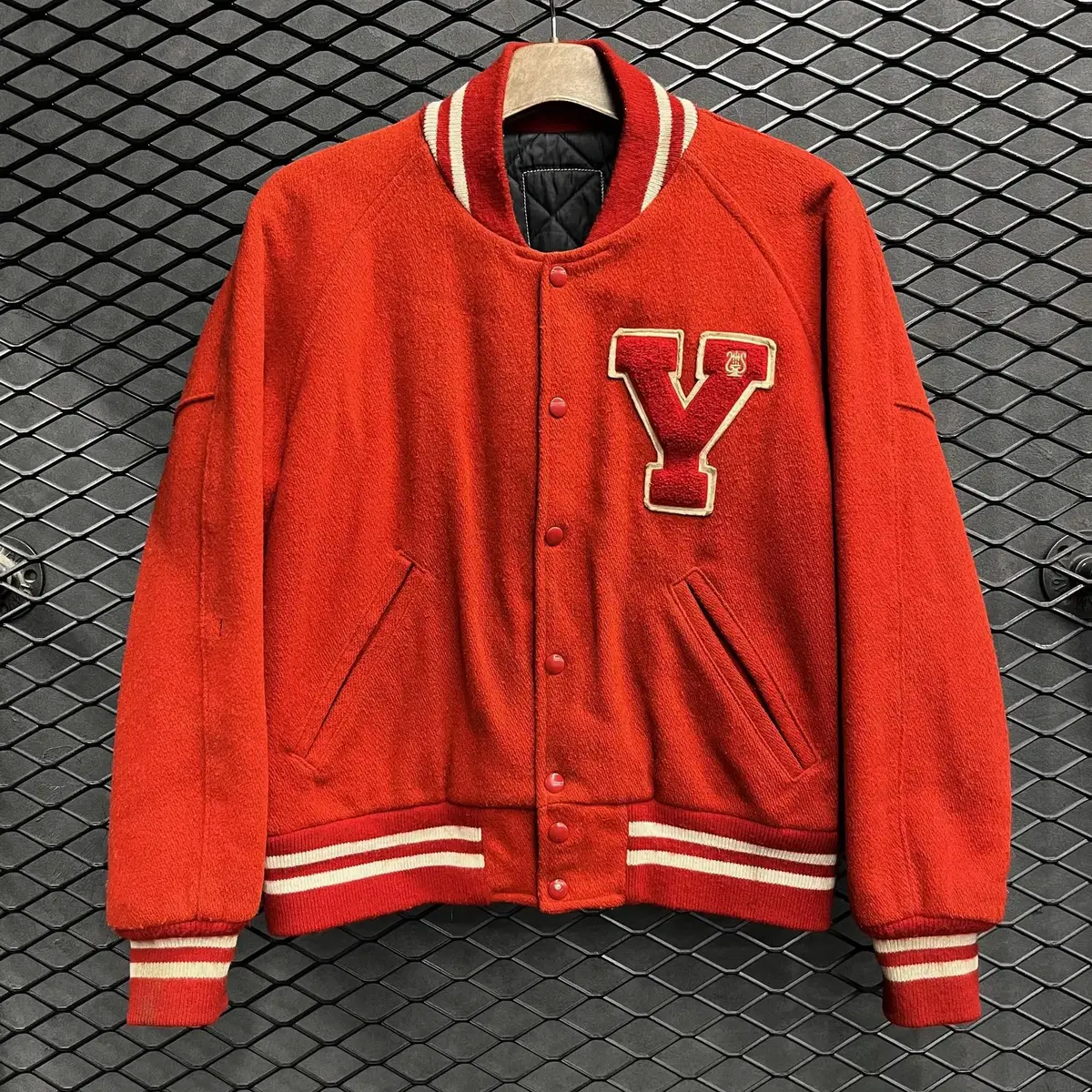 USA VINTAGE Red Chest Patch Logo Varsity Jumper