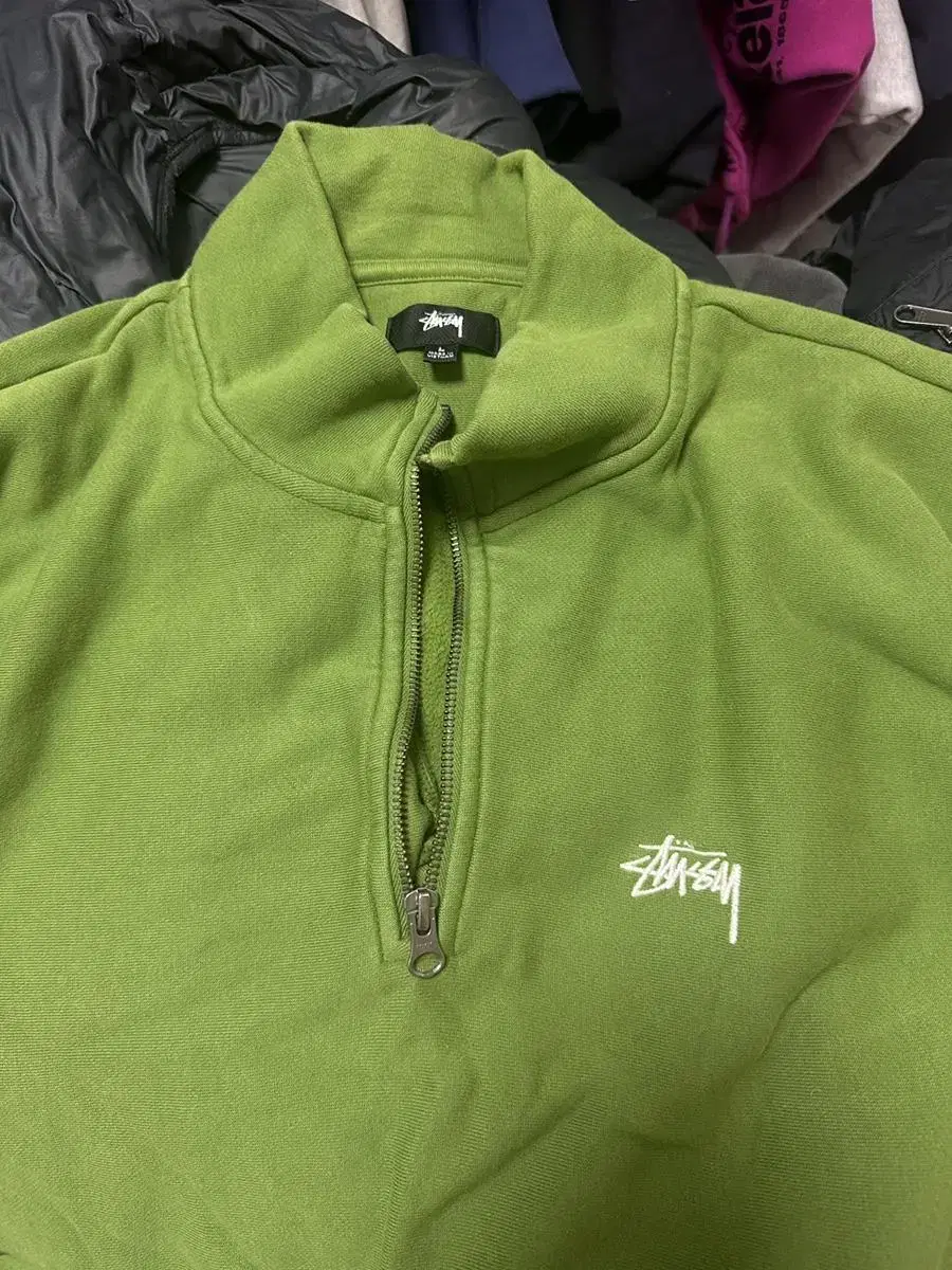 Stussy Half Zip Up Green Anorak Large