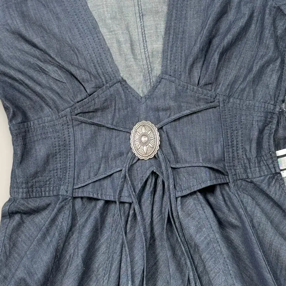 Just Cavalli V-Neck Denim Dress