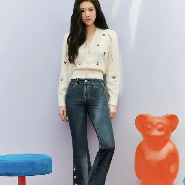 Guess 게스 수지 꽃자수 가디건 아이보리 XS