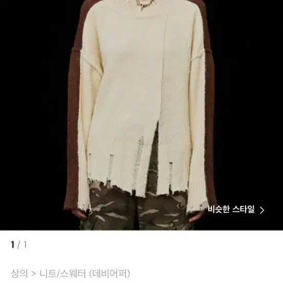 DAMAGED SLIT KNIT SWEATER_BROWN-데비어퍼