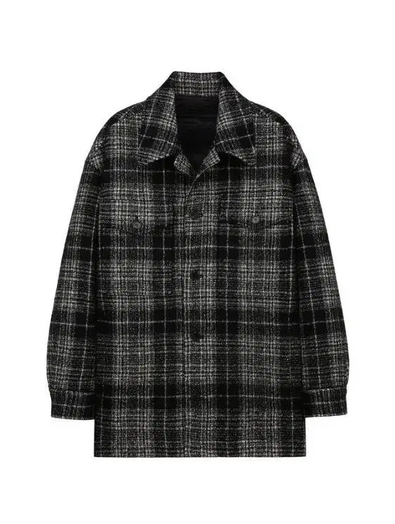 JILSTUART NEW YORK Black checked and quilted lined shirt coat L 105~.