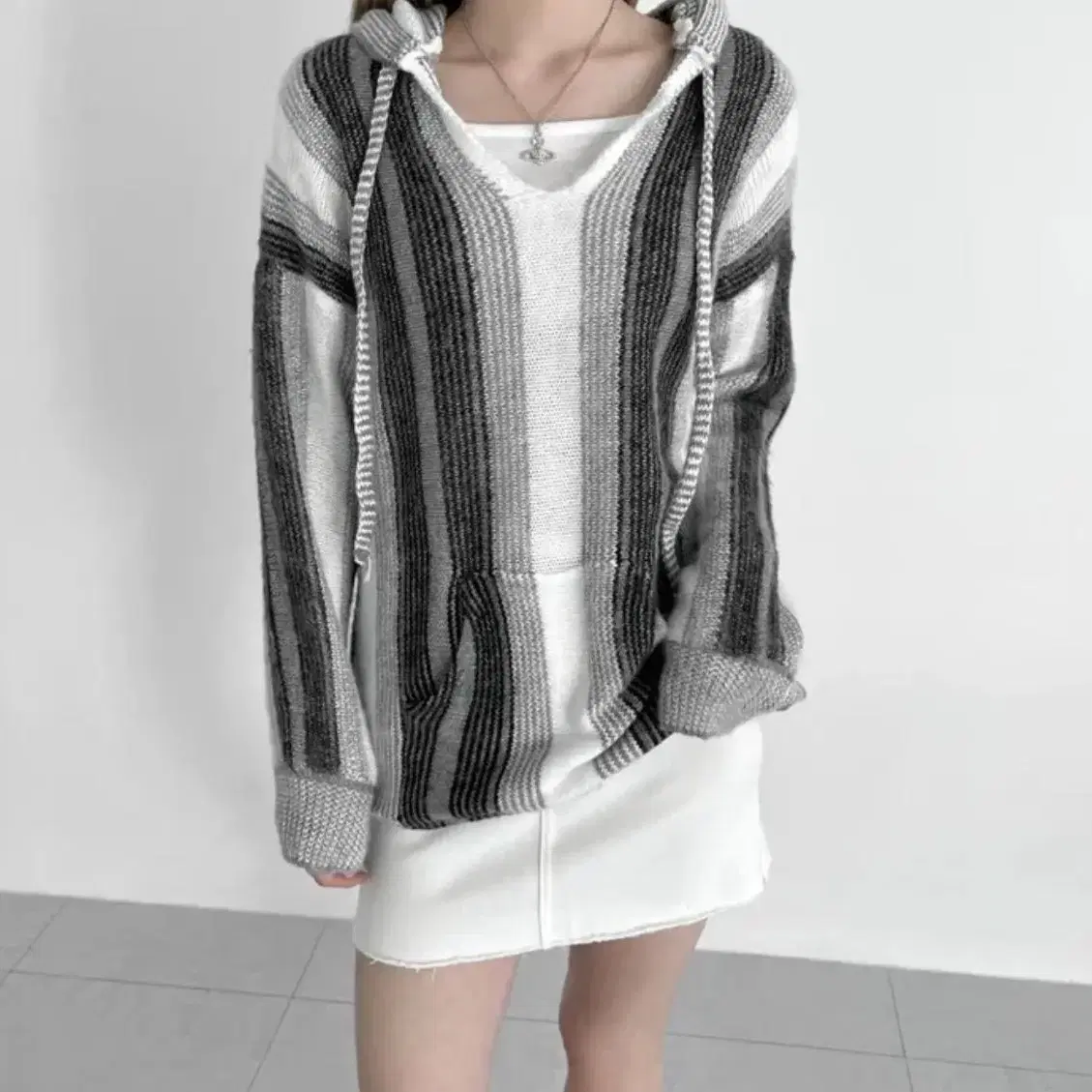 STRIPE HOOD KNIT