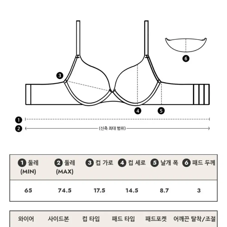 풀샷브라 저중심 솔리드 노와이어