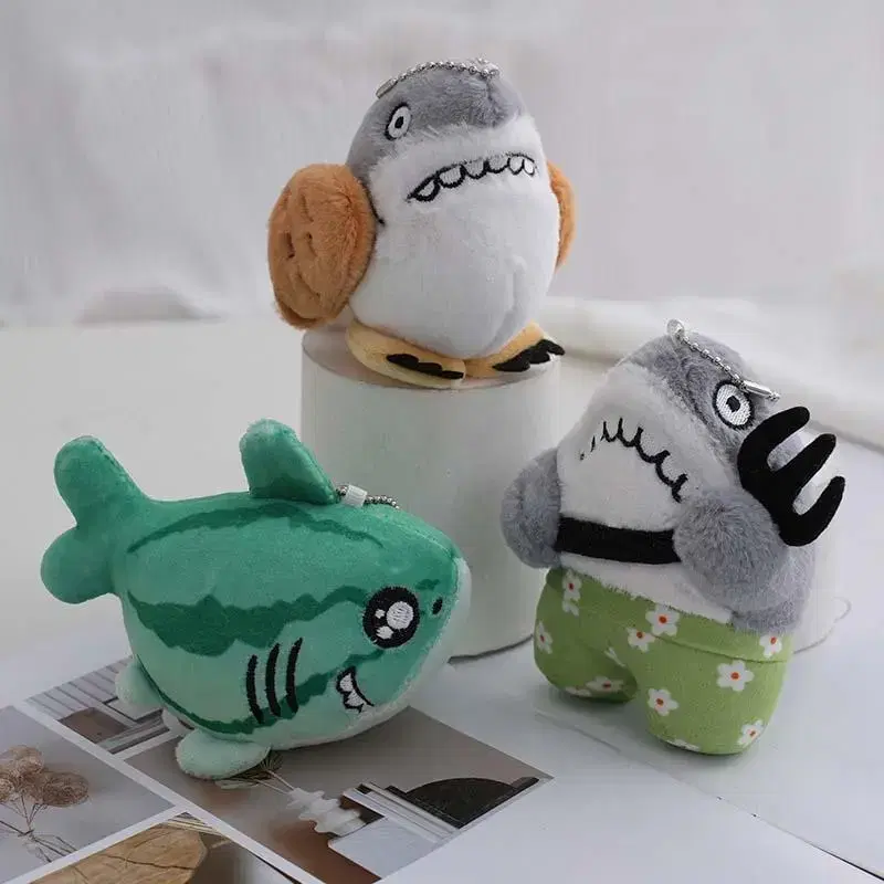 Funnyhan Shark doll keyring / Baghook keyring Shark Watermelon Fork Sparrow