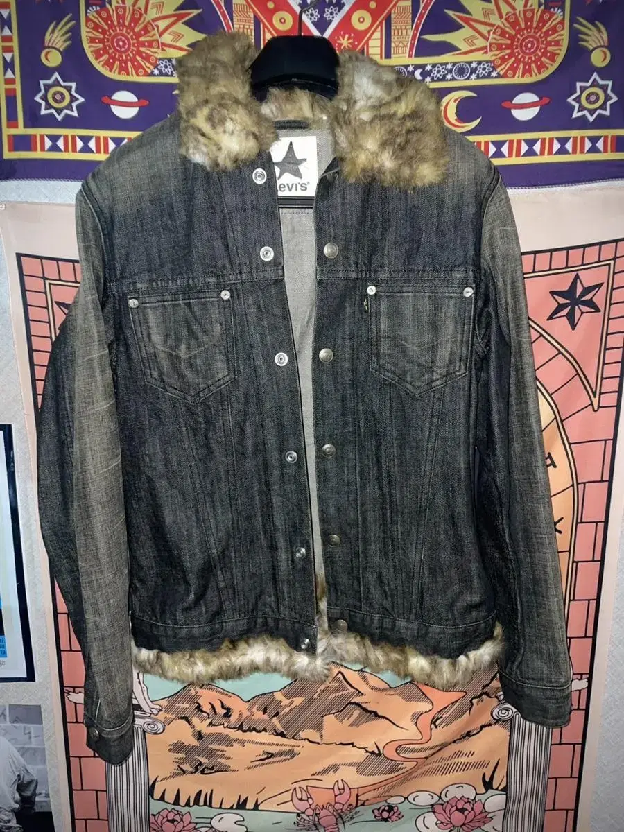 Levi's Black and Blue Fur Jacket