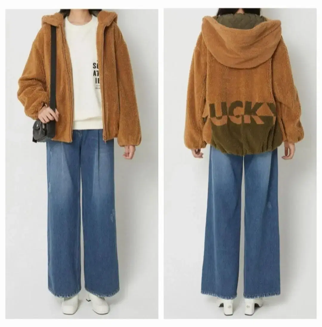 Fixed price)Lucky Chouette Overfit Poggy Hooded Jumper36/Camel