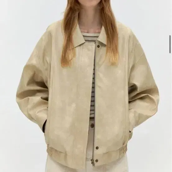 드파운드 leather jacket light beige