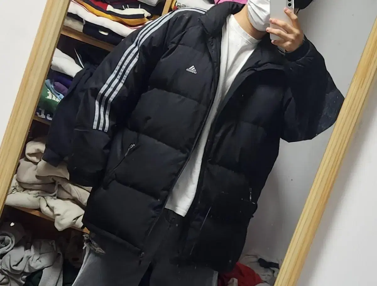 Adidas Three Stripes Black x Gray Old School Padded Hooded Jacket