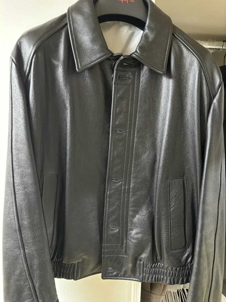 [L] STU Leather Jacket Black