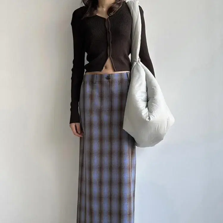 로우클래식 check maxi skirt - blue check