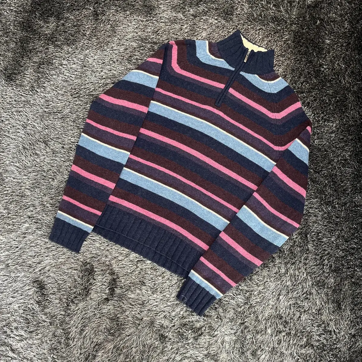 Tommy Hilfiger 100% lambswool vahn zip-up knit sweater (L)