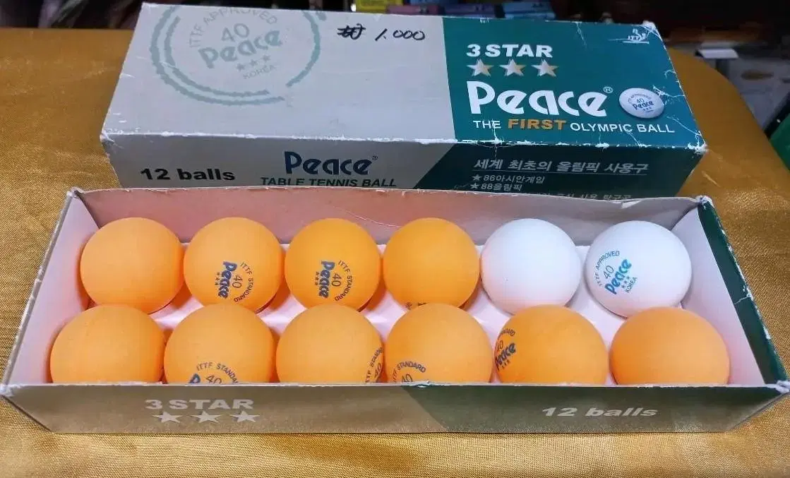 피스 탁구공 3성 (12pcs) (오렌지,화이트)