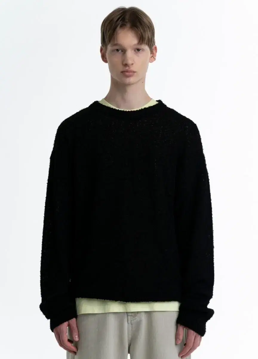 (M) Amimento Pansy Pullover Knit Black