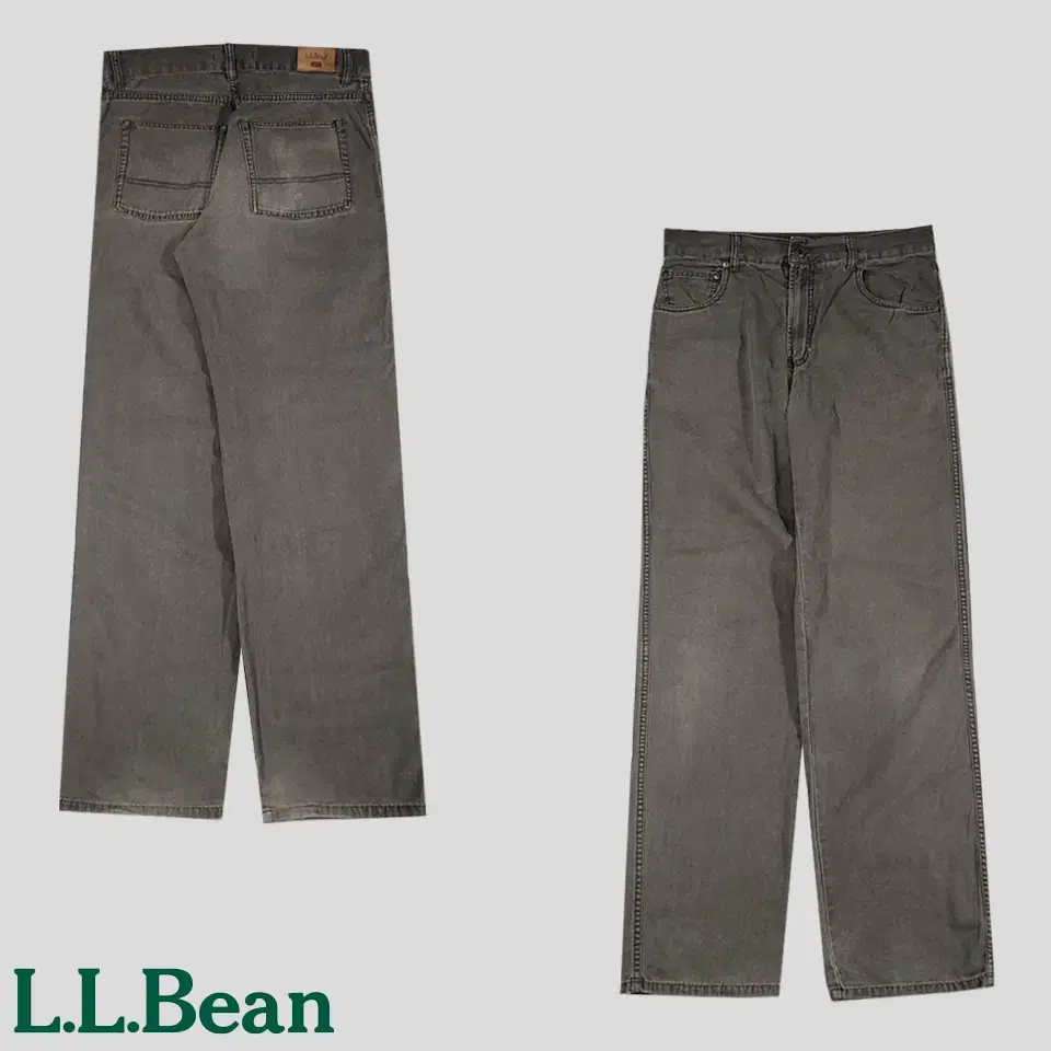 L.L.BEAN 엘엘빈 그레이워싱 레더패치 스트레이트핏 그레이진 청바지