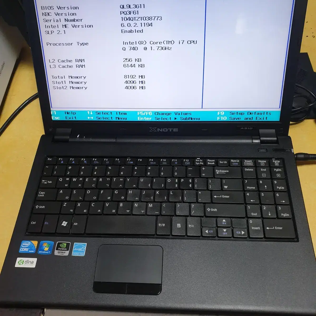 노트북 LGA51 i7 740 램8g ssd128g 10만원