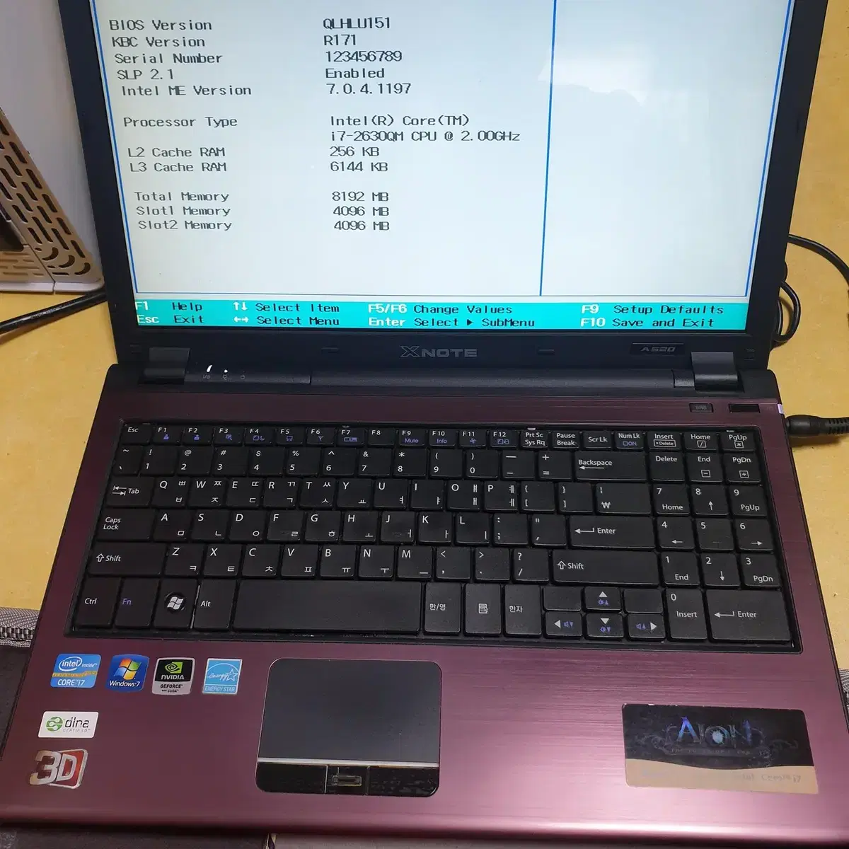 노트북 LGA51 i7 2630 램128g ssd128g 16만원